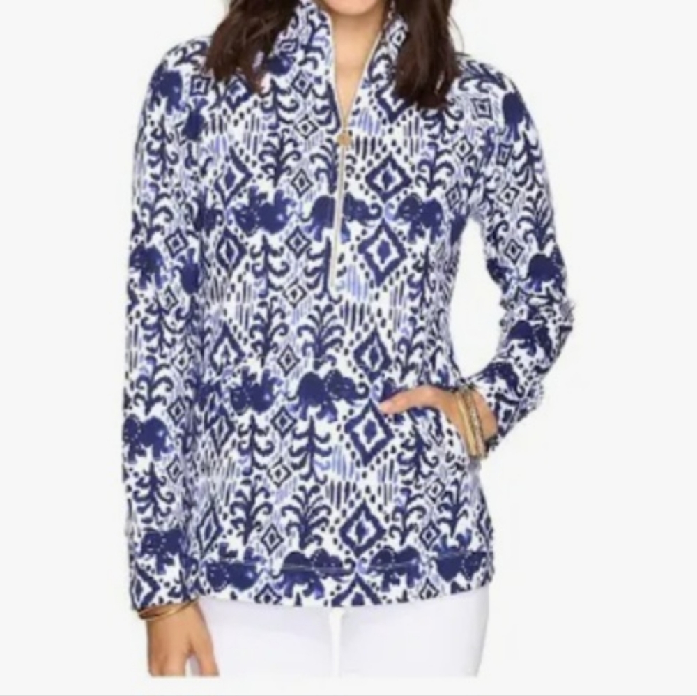 Lilly Pulitzer Women's Elephant Print Skipper Popover Top